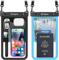 [Up to 10"] Large Waterproof Phone Pouch Bag - 2 Pack Waterproof Phone Case for iPhone 16 15 14 Pro Max Galaxy S25 S24 Ultra, IPX8 Cellphone Water Protector Pouch Beach Essentials Travel Must Haves