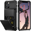 Nvollnoe for iPhone 12/12 Pro Case with Card Holder[Store 5 Cards] Dual Layer Heavy Duty Shockproof iPhone 12 Wallet Case with Hidden Card Slot Large Storage Cover for iPhone 12(Black)