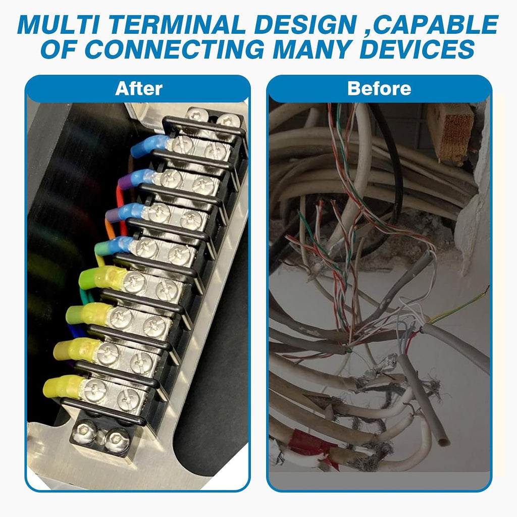 GLOSO Marine Terminal Blocks TBD Double Row Stainless 10-22 AWG Cu, 30A/600V- 1 Pack, 14 Poles