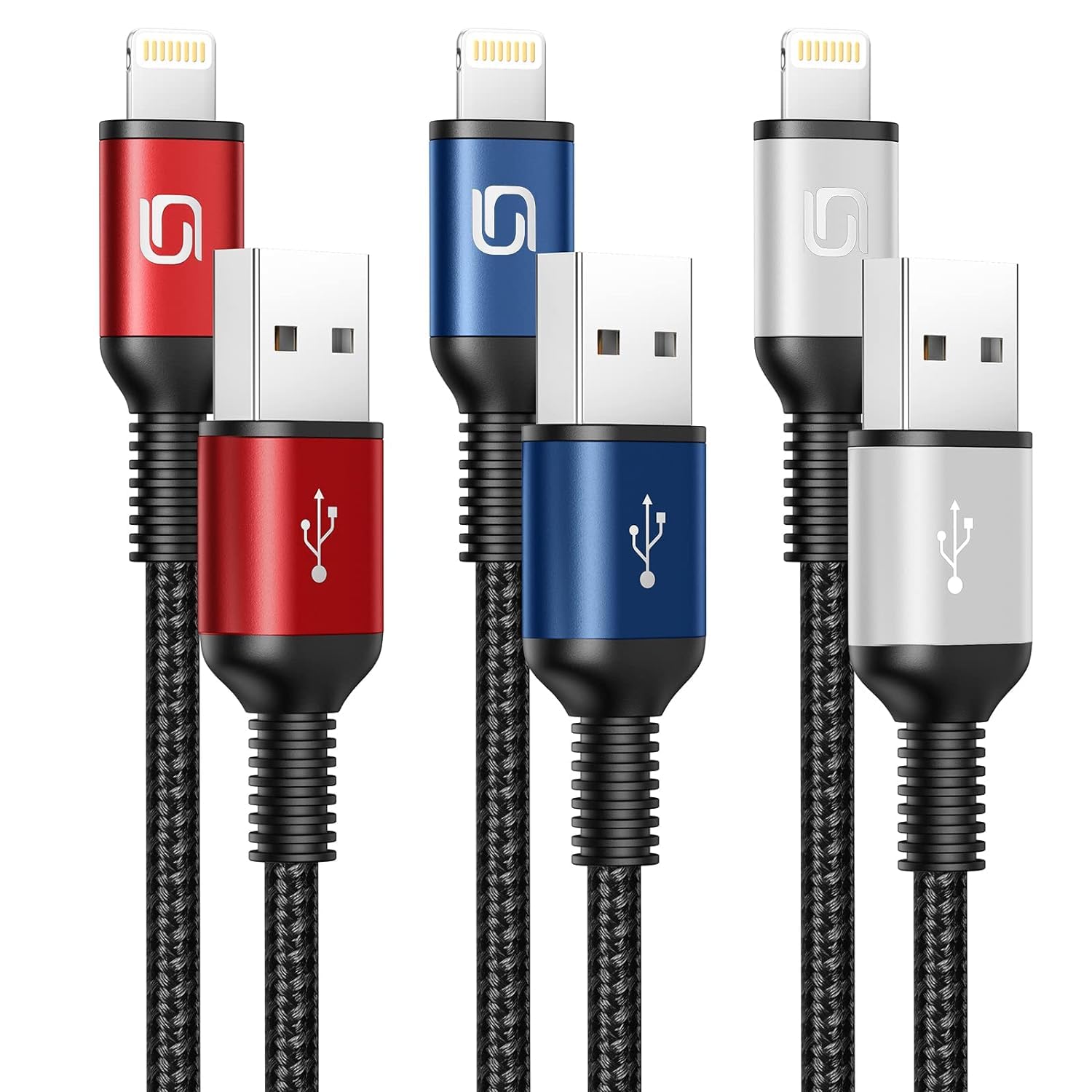 iPhone Charger 10FT Long Cable 3Pack [Apple MFi Certified] USB-A to Lightning Cable Nylon Braided Fast Charging Cord Compatible with iPhone 14/13/12/11 Pro Max/XR/XS/X/8/7/Plus/6S iPad/iPod/AirPods