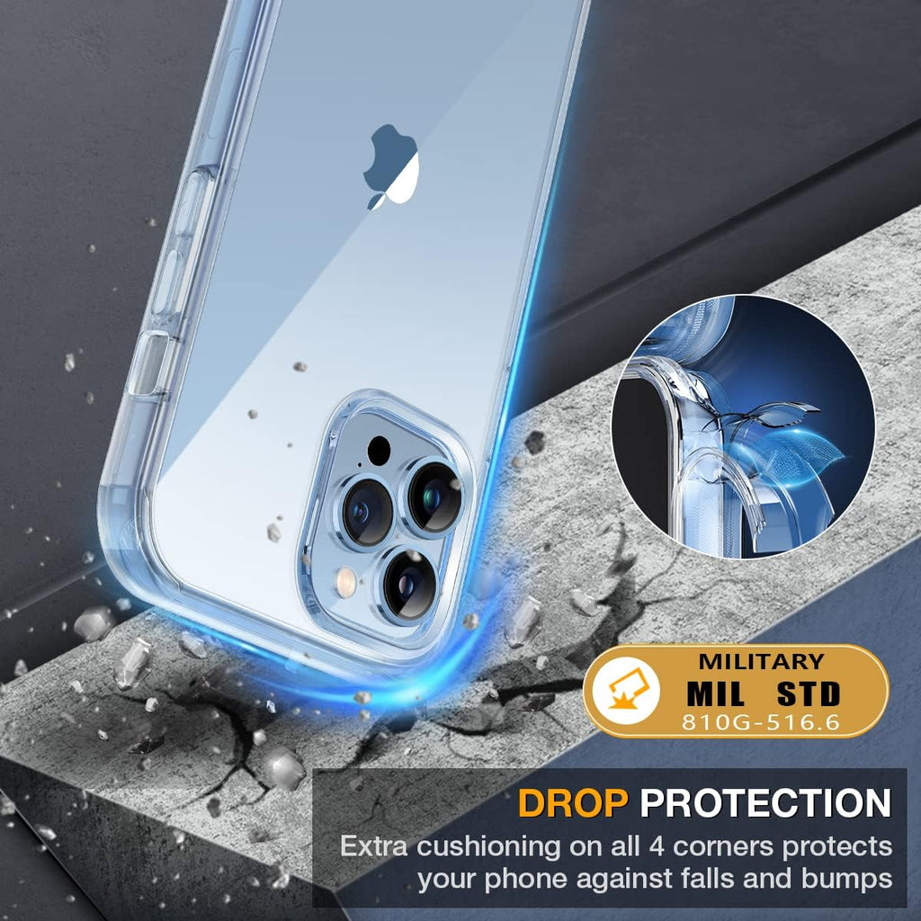 Miracase Glass Case for iPhone 13 Pro Max 6.7 inch, Upgrade Full-Body Clear Phone Bumper Case Cover with Built-in 9H Tempered Glass Screen Protector, Clear