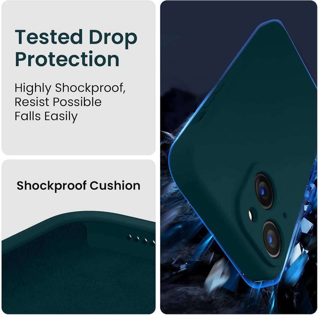 FireNova Designed for iPhone 15 Plus Case, Silicone [Camera Protection] Case with [2 Screen Protectors], Soft Anti-Scratch Microfiber Lining Inside, 6.7 inch, Teal