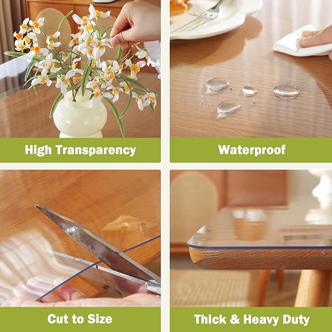 OstepDecor Clear Table Cover Protector 48 x 108 Inch, 1.5mm Thick Plastic Table - Image 4