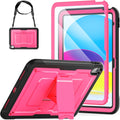 SEYMAC stock Case for iPad (A16) 11th/10th Generation 11''/10.9'' 2025/2022, with Built-in Screen Protector, Shoulder Strap, Built-in Kickstand, Rugged Full Body Shockproof Protective Case, Pink