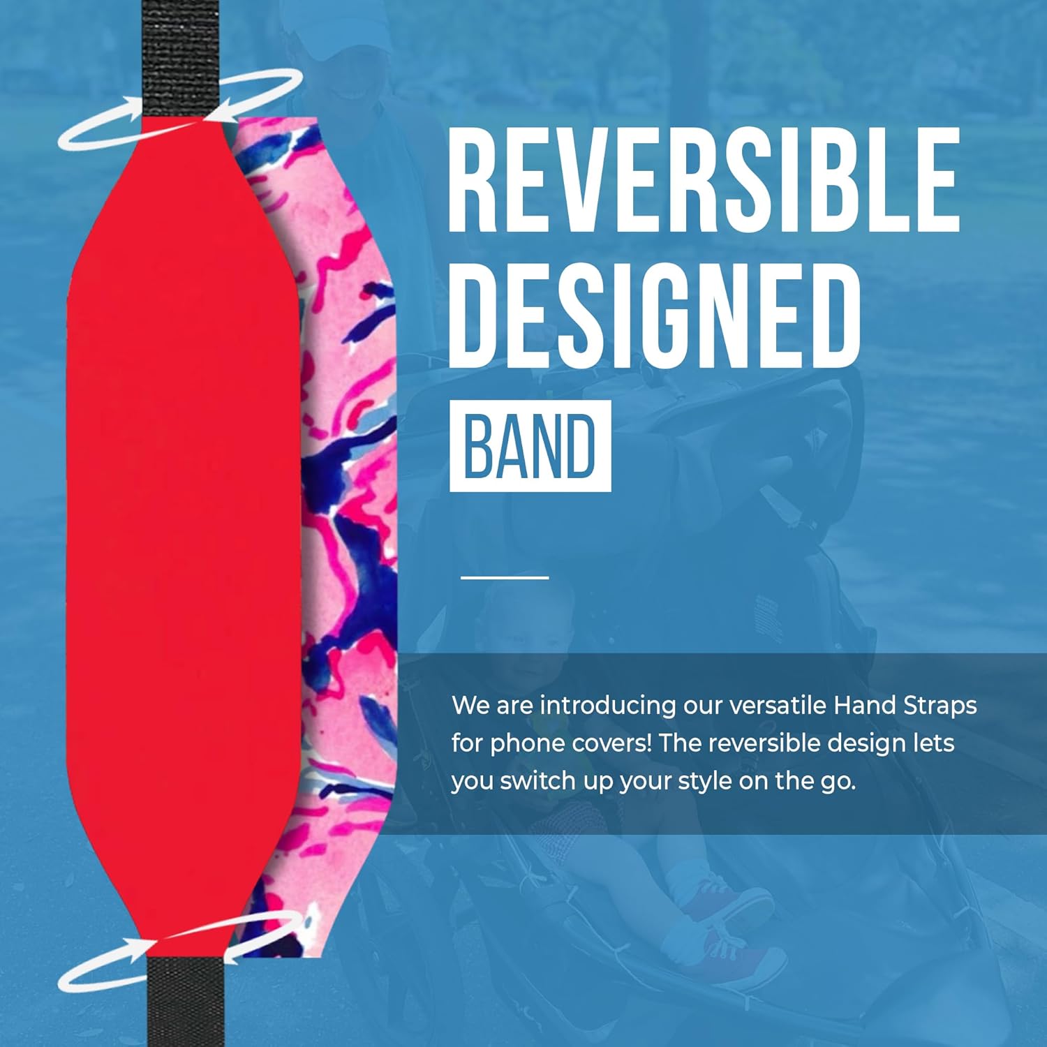 Phone Grip Strap - Pack of 2 Reversible Finger Holder for Phone Back, Customizable Anti-Slip Design, Wireless Charging Compatible Detachable Holder for iPhone - Red & Red Tie dye