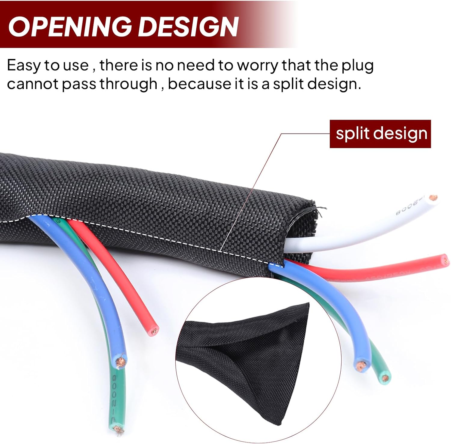 Black Braided Cable Management Sleeves Wire Loom Tubing Cord Protector Self-Wrapping (3/8"-20Feet)