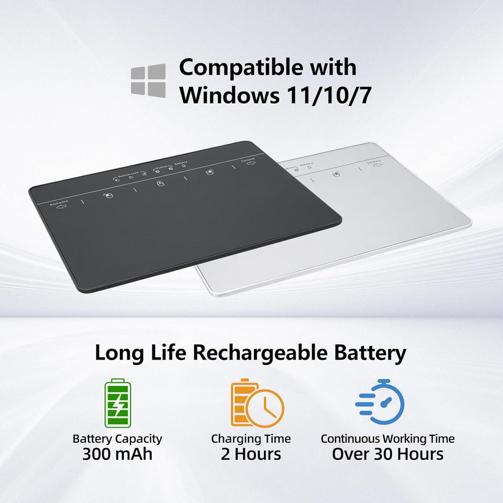 Wired & Wireless Metal Touchpad for PC Computer & Laptop, Rechargeable Trackpad Travel-Friendly Bluetooth & USB Mouse Pad for Windows 7/10/11, Black