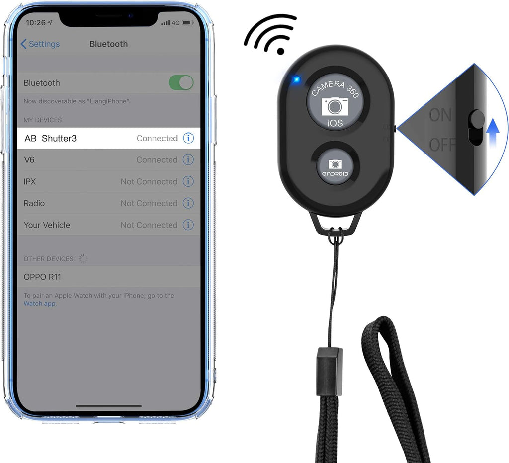 Wireless Camera Remote Shutter for Smartphones (2 Pack), Zttopo Wireless Phone Camera Remote Control Compatible with iPhone/Android Cell Phone - Wrist Strap Included Black&Pink