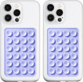 2 Pack Silicone Suction Phone Case Mount, Silicon Adhesive Phone Grip for Smartphones, Hands-Free Mirror Shower Phone Holder for Selfies, Tiktok Videos (Lavender)