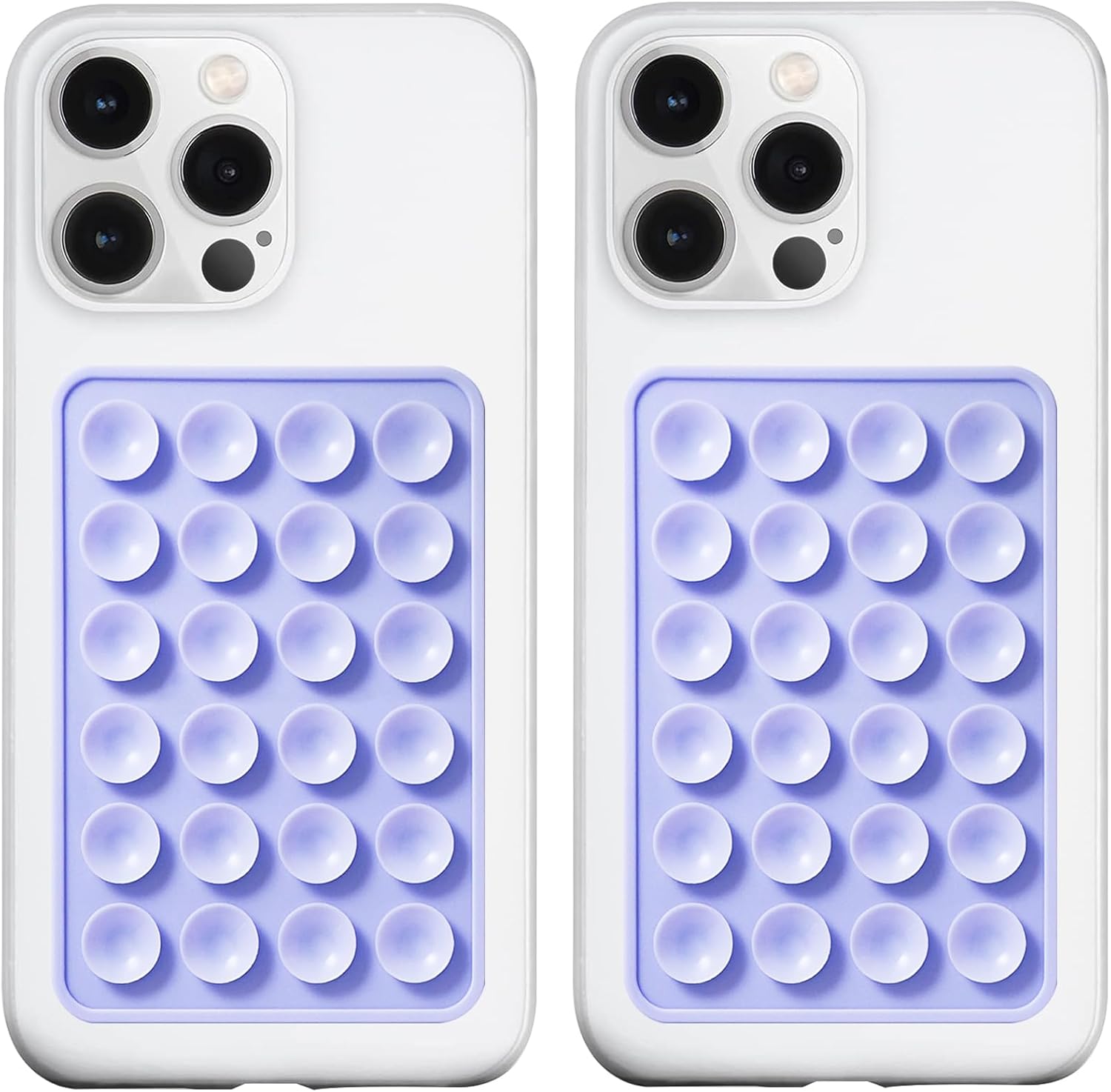 2 Pack Silicone Suction Phone Case Mount, Silicon Adhesive Phone Grip for Smartphones, Hands-Free Mirror Shower Phone Holder for Selfies, Tiktok Videos (Lavender)