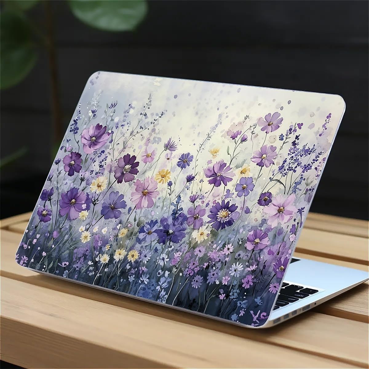 Compatible with MacBook Air 13.3 13.6 Inch Case 2022 2021 2020 2019 Plastic Hard Shell Case Cover,13.6 Air (A2681) M2 2022, Purple Wildflowers