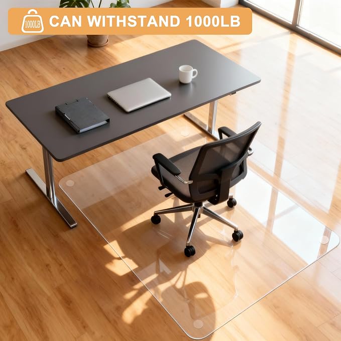 Azadx Tempered Glass Chair Mat for Carpet 45" x 53" Heavy Duty Office Chair Mat - Image 8