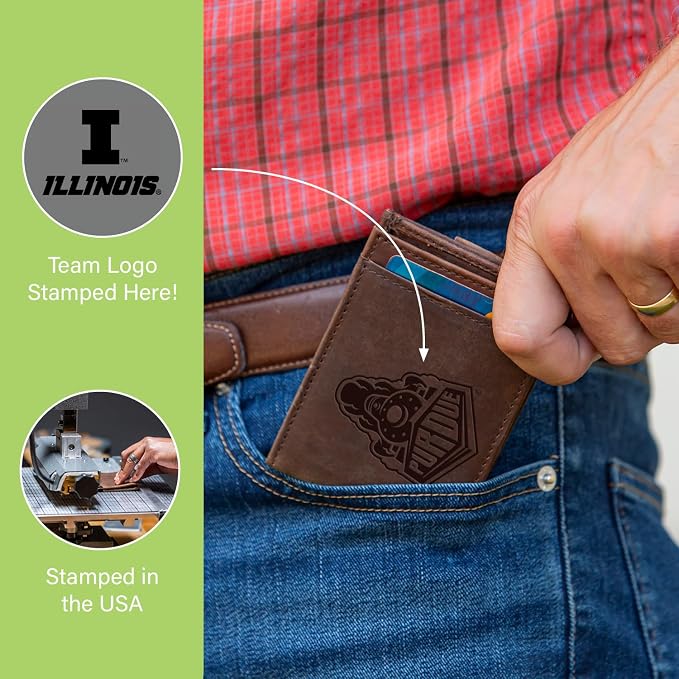Team Sports America NCAA University of Illinois Front Pocket Slim Wallet - Image 7