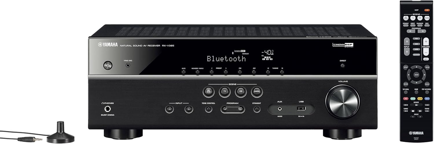 Yamaha Audio YHT-4950U 4K Ultra HD 5.1-Channel Home Theater System with 8" 50W RMS Powered Subwoofer Speakers, True Surround Sound, AV Receiver and Bluetooth Music Streaming Bundle with Accessories