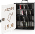 Cell Phone Holder Classroom 36 Slots Wooden Cell Phone Storage Cabinet Pocket Chart with Handle and Security Lock for Classroom Office (36 Grid Cabinet Black)