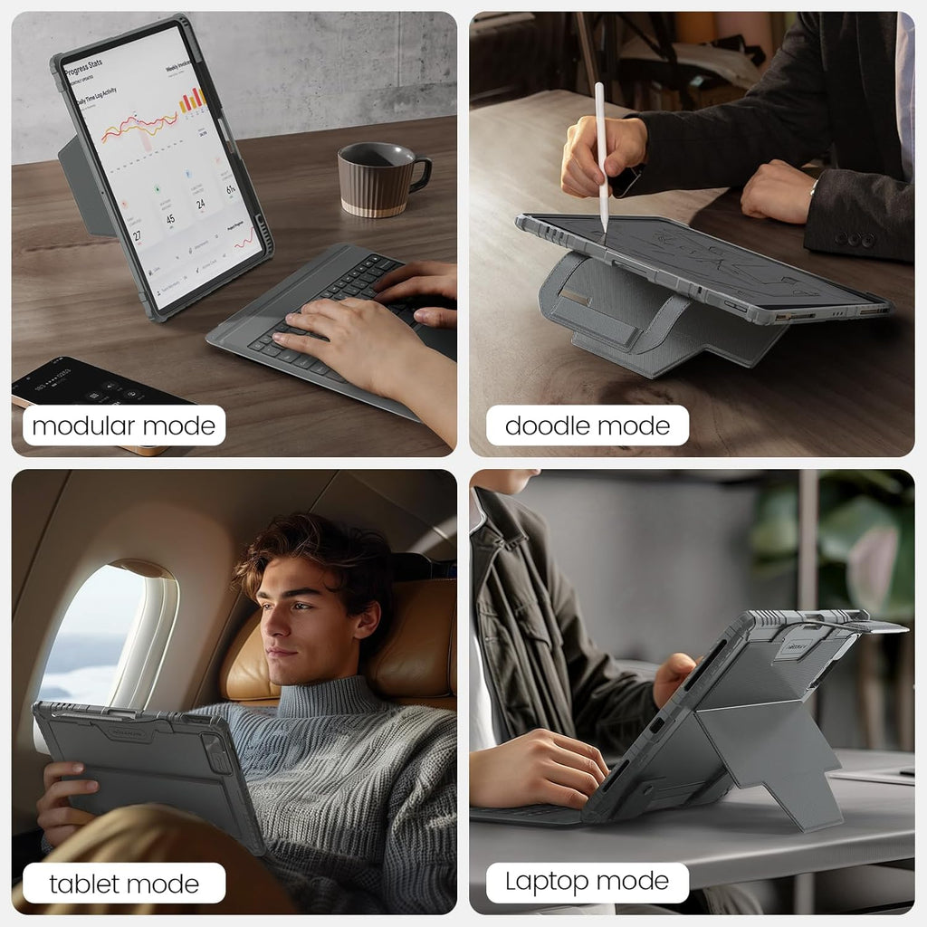 Nillkin Carry Go Backlit Keyboard Case for iPad Air 13 inch M2 M3 with Handle, Grey for iPad Pro 12.9 (3rd/4th/5th/6th Generation) Detachable Keyboard with Trackpad,Kickstand,Great Typing,Function Row