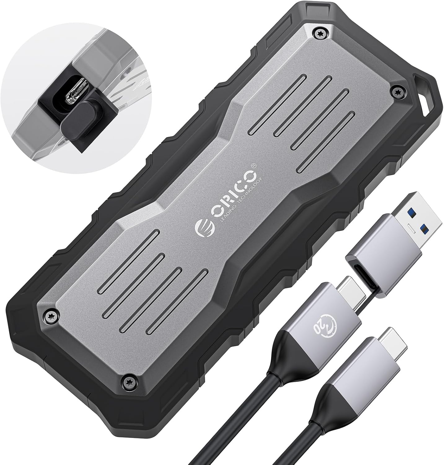 ORICO 512GB External SSD Up to 2000MB/s, Interface Extra Protection, Waterproof and Dust-Proof, Rugged and Reliable Outdoor Portable Solid State Drives for Action Camera, Smartphone, Laptop - O20