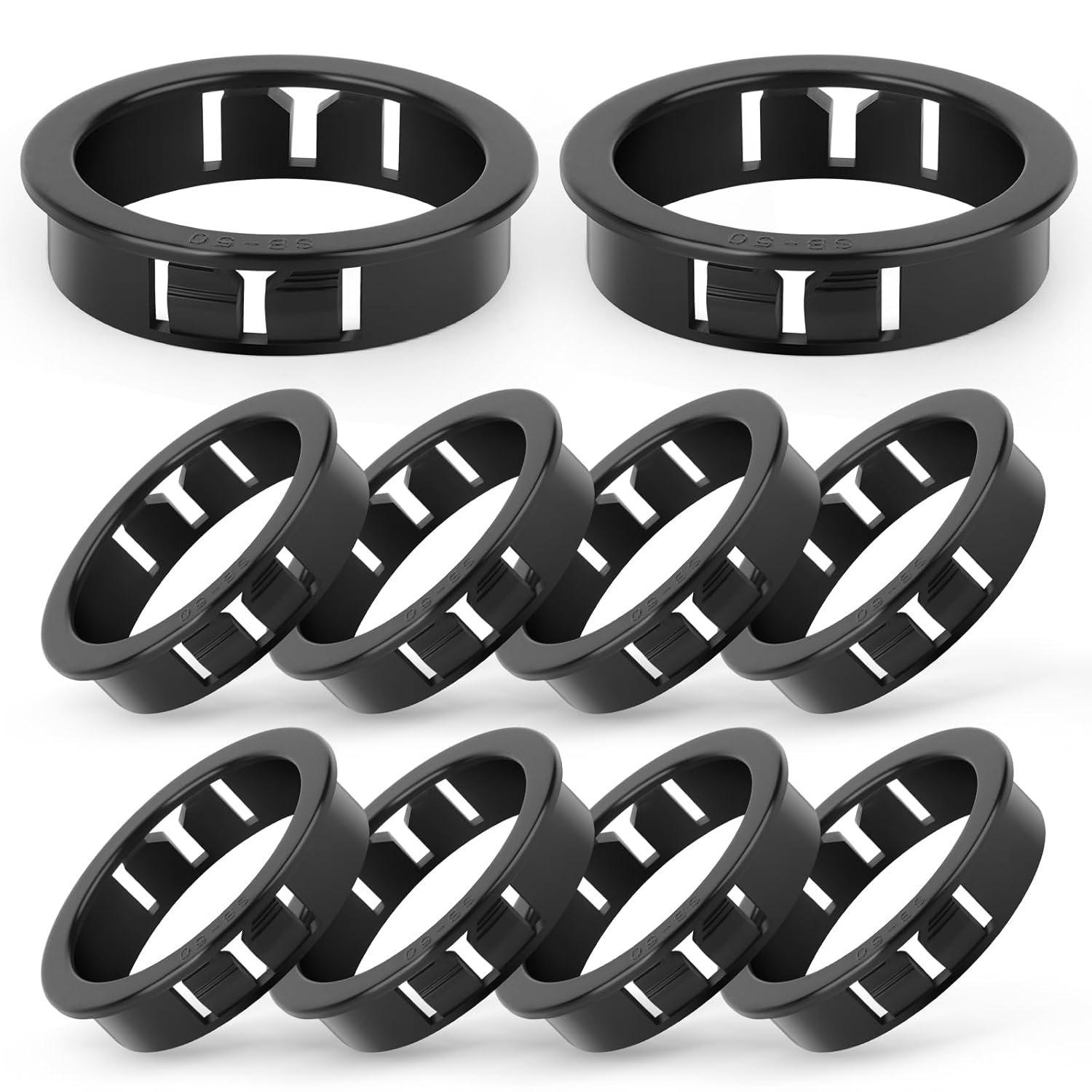 10PCS 2" Black Cable Snap Bushing Grommet, Snap in Cord Bushing Protect Cables