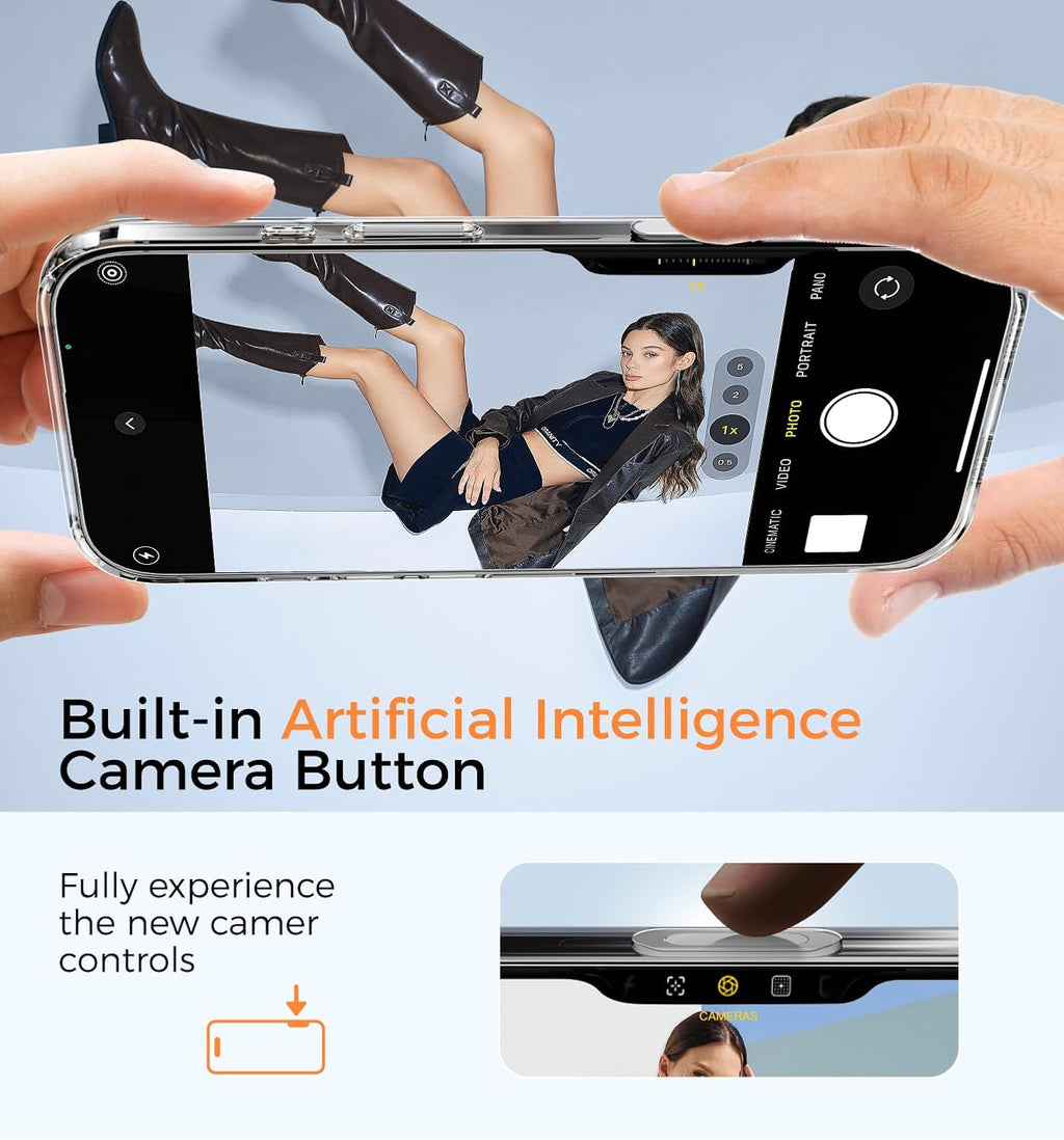 MAGIC JOHN 360° Rotatable Magnetic Invisible Stand for iPhone 16 Plus Case [Camera Control Button] [Compatible with MagSafe] 16FT Shockproof for iPhone 16 Plus Case 6.7'' with Kickstand, Clear