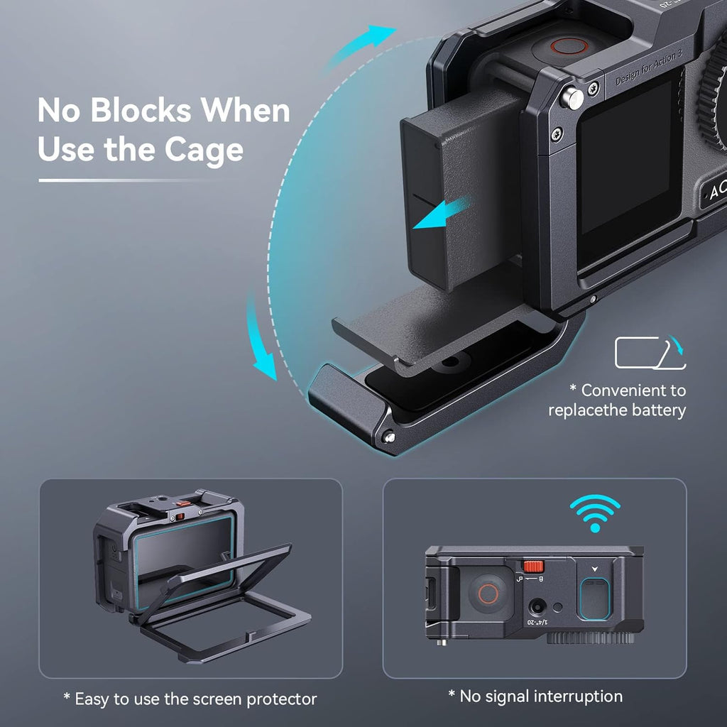 SmallRig Action 5 Pro Action 4 Action 3 Camera Cage for DJI, Protective Cage Compatible for DJI Mic, Protective Frame for Osmo Action 5 Pro Action 4 Action 3-4119C
