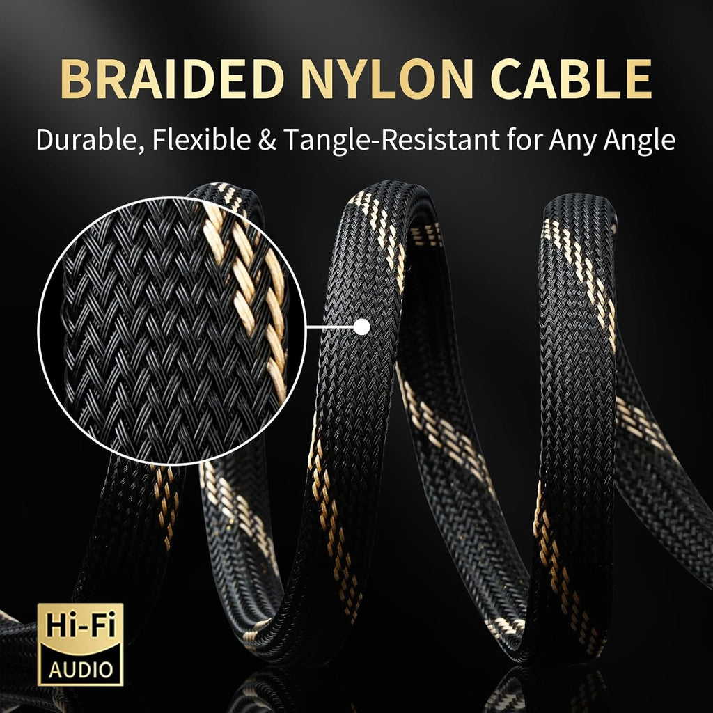 12 AWG Audiophile HiFi Speaker Audio Cable–4N OFC Core,24K Gold-Plated Banana Plugs with Nylon Braid,Compatible with Amplifier,Speakers,AV Receiver & Home Theater(9.84ft/3m) 2-Pack