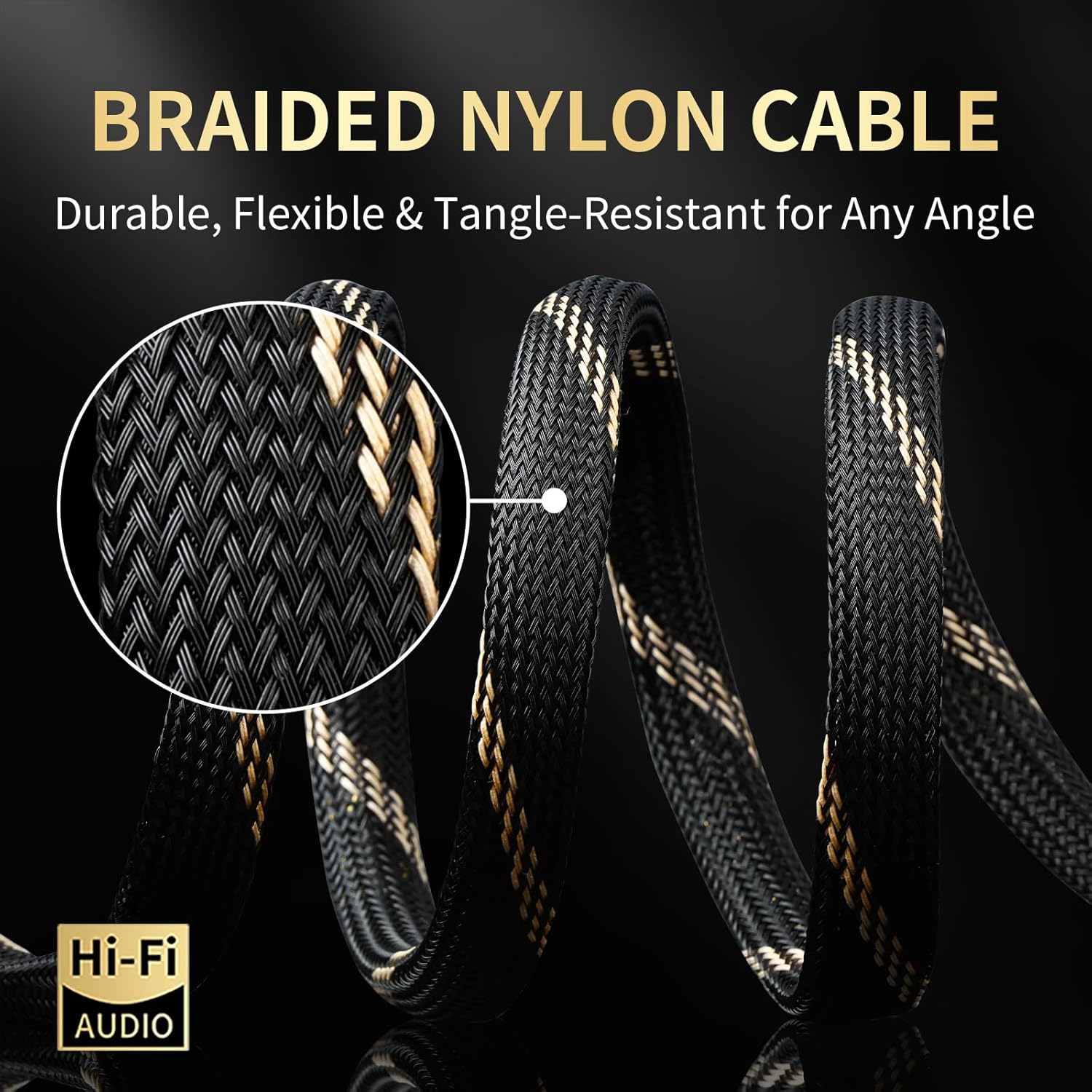10 AWG Audiophile HiFi Speaker Audio Cable–4N OFC Core,24K Gold-Plated Banana Plugs with Nylon Braid,Compatible with Amplifier,Speakers,AV Receiver & Home Theater(9.84ft/3m) 2-Pack