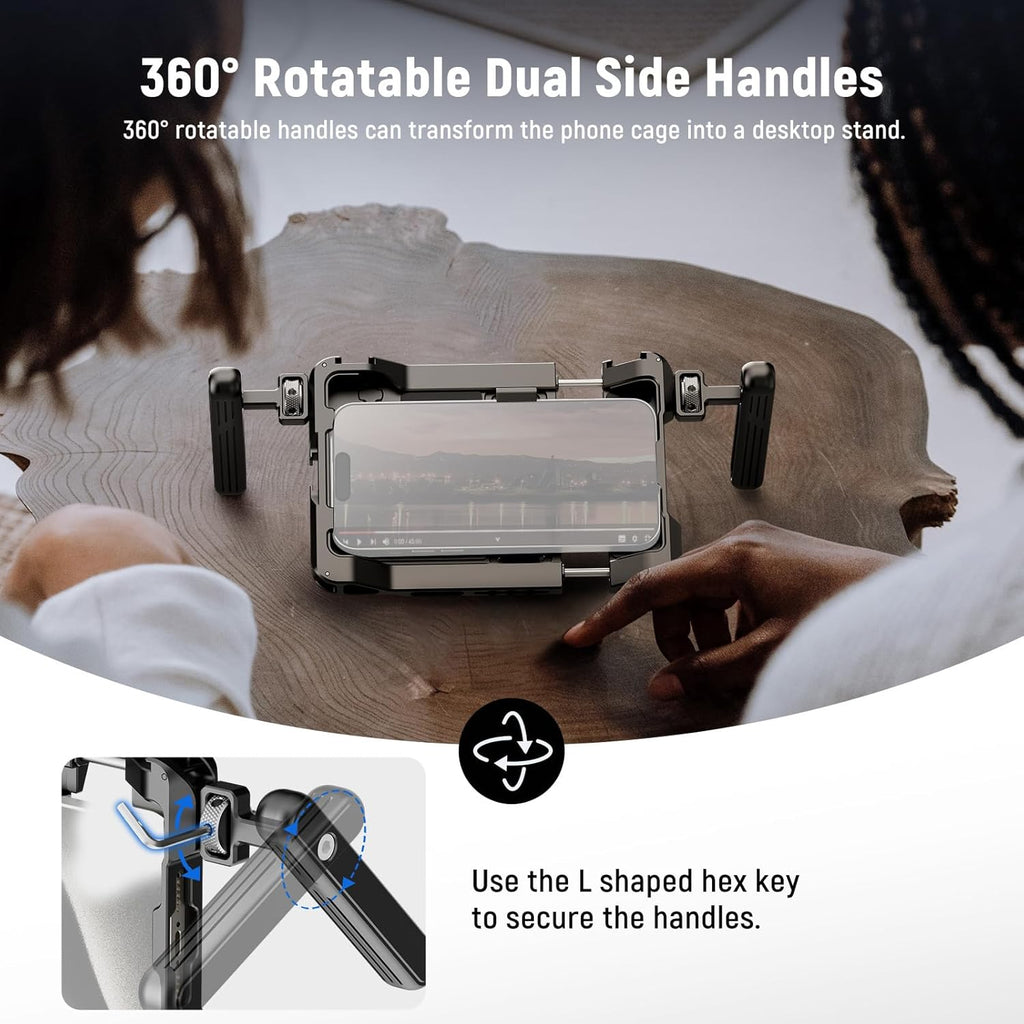 NEEWER Universal Smartphone Video Rig with Handles 67mm Filter Adapter Anti Drop Cold Shoe Compatible with DJI Mic iPhone Samsung Galaxy Android, Phone Cage Stabilizer for Video Recording, PA017