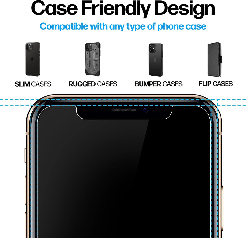 Power Theory Designed for iPhone Xs Max Screen Protector Tempered Glass [9H Hardness], Easy Install Kit, 99% HD Bubble Free Clear, Case Friendly, Anti-Scratch, 2 Pack