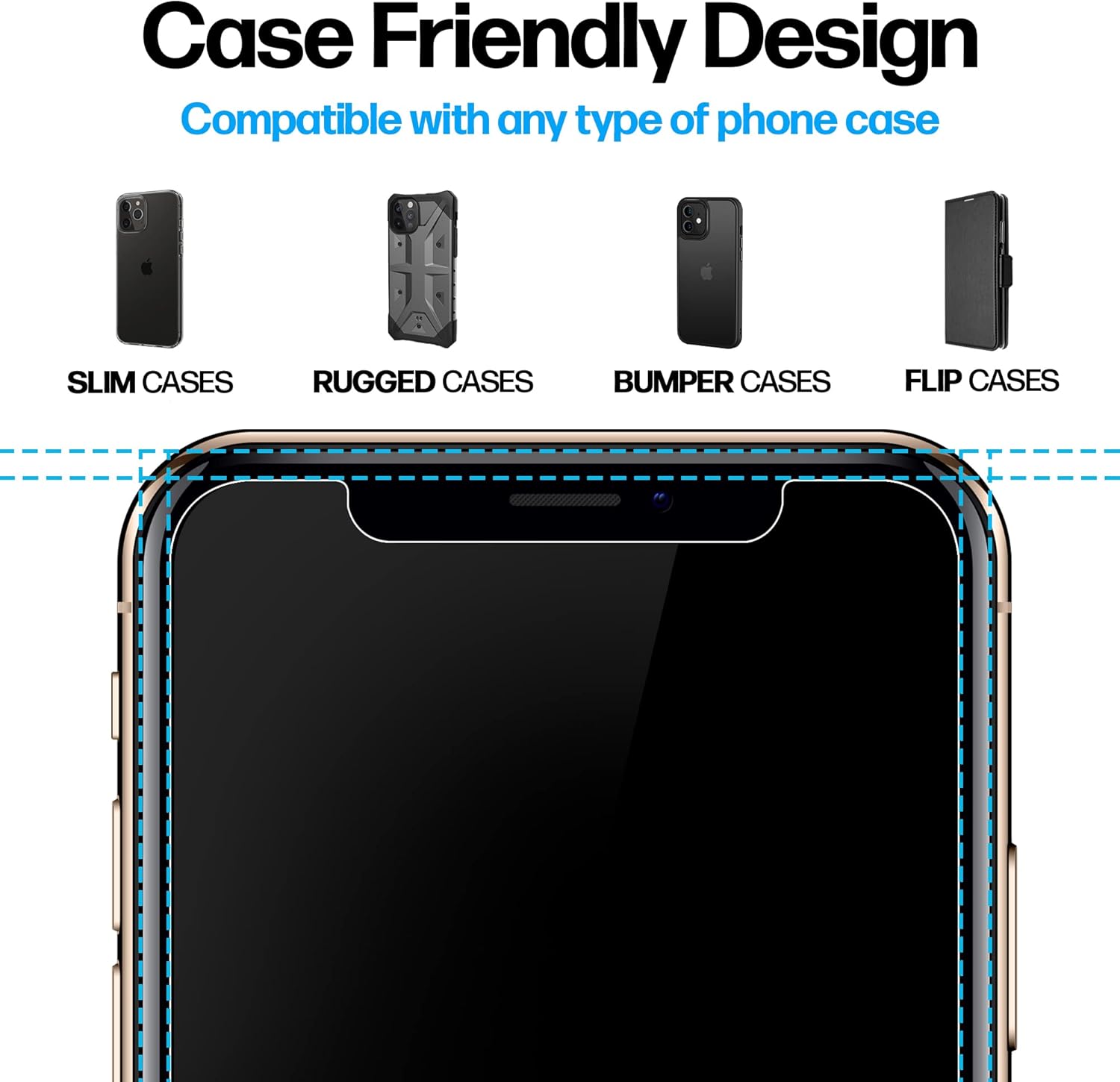 Power Theory Designed for iPhone Xs Max Screen Protector Tempered Glass [9H Hardness], Easy Install Kit, 99% HD Bubble Free Clear, Case Friendly, Anti-Scratch, 2 Pack