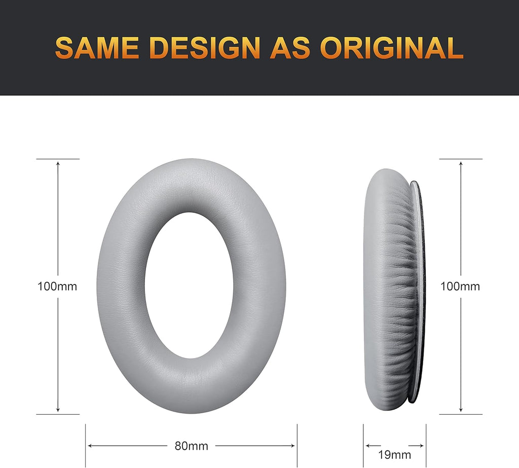 BINGLE Upgraded QC35 Replacement Ear Pads for Bose & Sound Insulation Bose QC35 ii Replacement Ear Pads, Added Thickness QC35 Replacement Headphone Pads with Soft Leather, Memory Foam Gray