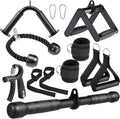10-in-1 Cable Machine Attachments Set for Gym - Includes Tricep Rope, V-Bar, Straight Bar, D-Handle, Ankle/Wrist Straps, Storage Bag - Compatible with LAT Pulldown & Home Gym Cable Machines