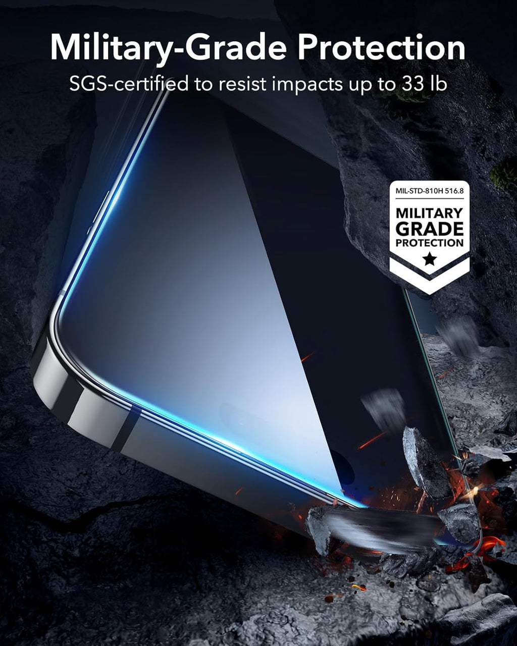 ESR 3 Pack for iPhone 14 Pro Max Screen Protector, [9H Hardness] [Military Grade Shatterproof] Tempered Glass Film with Flawless Fit Tray