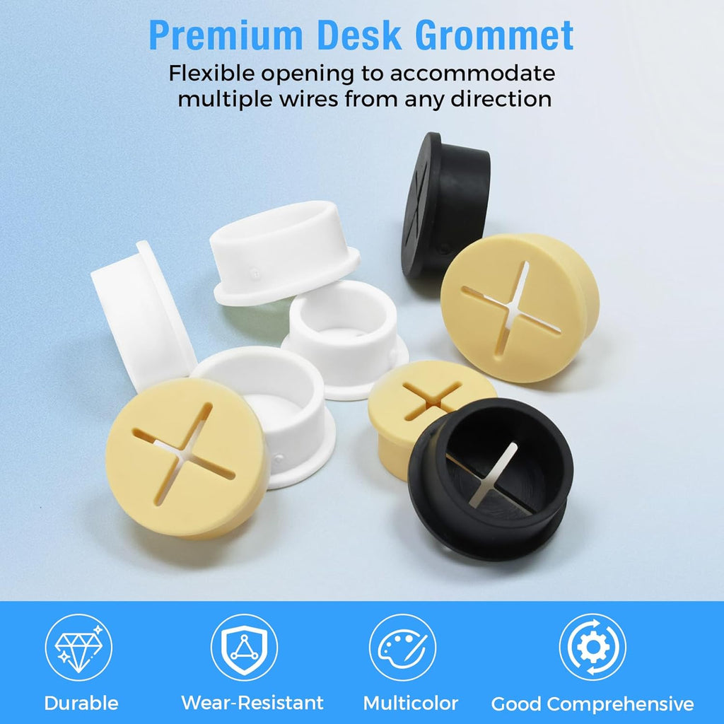 Desk Grommet, 3/4 in 20 mm Silicone Rubber Grommets, Yellow Desk Hole Cover for Cables, Flexible Wall Cord Pass Through Grommet for Office Table Computer Home Furniture Wire Organizer-8 Pcs