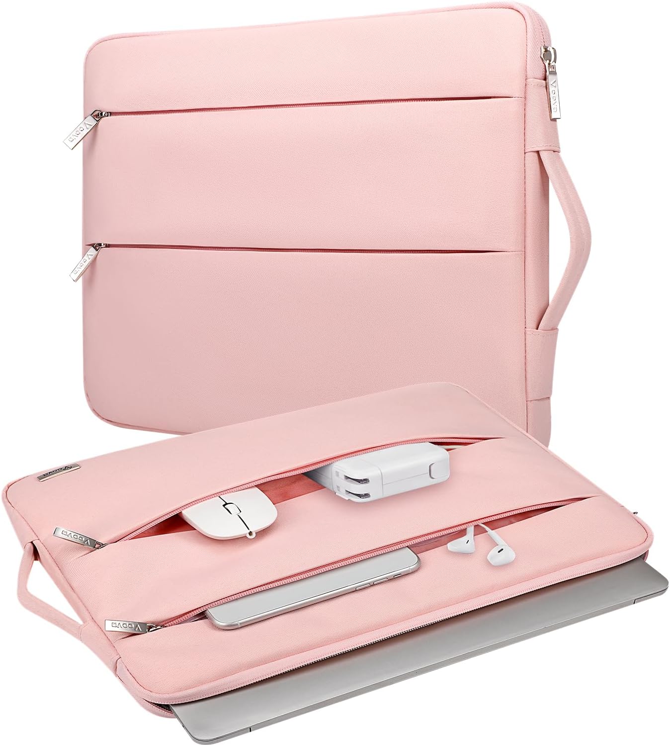 Voova Laptop Sleeve Carrying Case 13 13.6 Inch Compatible with MacBook Air 13 M1/M2/M3/M4, MacBook Pro 13/14, IPad Pro 13, Waterproof Slim Computer Cover Bag, Sakura Pink