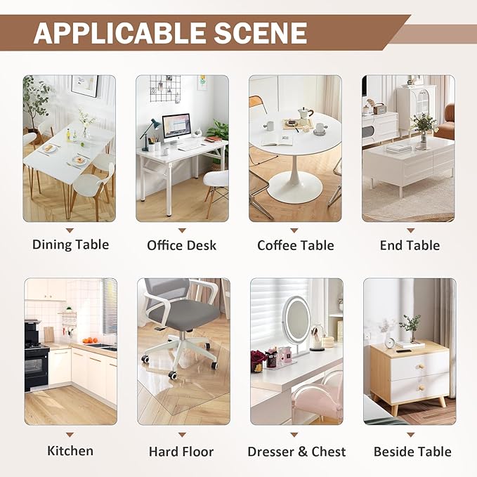 LovePads Clear Table Cover Protector 35.4 x 63 Inch, 1.5mm Thick Plastic Table - Image 6