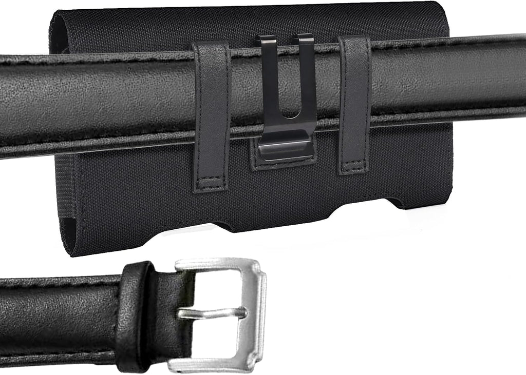 BECPLT for iPhone 17 Pro 17/16/15/14/13/12/11 Pro Cell Phone Pouch Nylon Holster Case with Belt Clip Cover for iPhone Xs X Galaxy S25 S24 S23 S22 S21 S20 (Black)