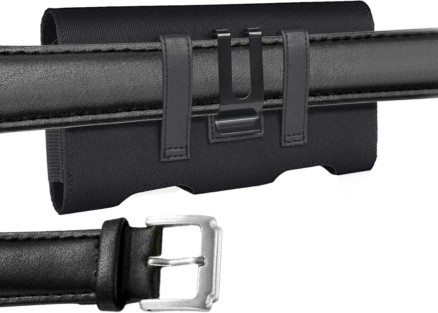 BECPLT for iPhone 17 Pro 17/16/15/14/13/12/11 Pro Cell Phone Pouch Nylon Holster Case with Belt Clip Cover for iPhone Xs X Galaxy S25 S24 S23 S22 S21 S20 (Black)