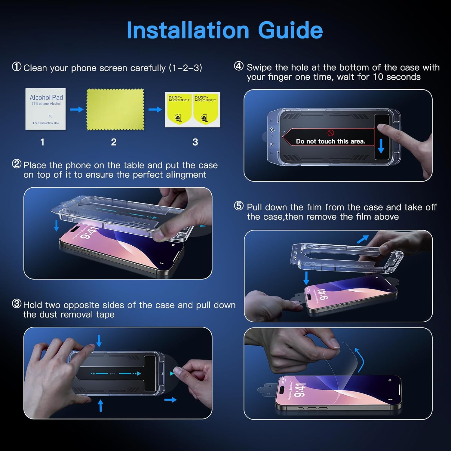 Uyiton Compatible with iPhone 16 Screen Protector (Anti-Blue Light) - [Easy to Install] Shatterproof Full Coverage [Case Friendly] 9H Tempered Glass Screen Protector for iPhone 16, 2 Pack