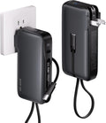1 Pack Portable Charger with Built-in USB-C Cable & Plug, 10,000mAh 5V/4.5A Power Bank Fast Charging 22.5W, Travel Essential Battery Pack 3 Output for iPhone 16/15 Series, Samsung Galaxy, iPad