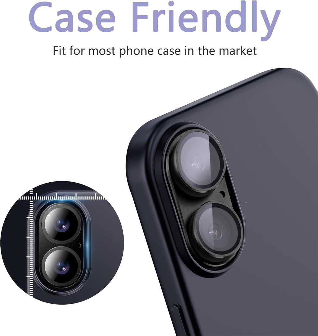 2 Pack Camera Lens Protector for iPhone 16 / iPhone 16 Plus,[Not Easy to Breakn ] AR Tempered Glass Strong Adsorption Metal Camera Cover Screen-Silvery