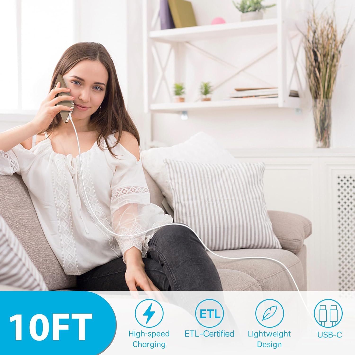 iPhone 16 15 Charger Fast Charging,30W USB C iPhone 16 15 Pro Max Charger Block &10FT Long Type C Cable Cord for iPhone 16/16 Pro Max/15/15 Pro Max/15 Plus/iPad Pro 12.9/11,Android Phone for S25Ultra