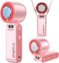 Handheld Portable Fan with Ice Cooler: 100-Speed 5500mAh Rechargeable Handheld Fan, 12H Time Hand Cooling Personal Fans with 20000 RPM Air Turbo Tech for Travel Outdoor (Pink)