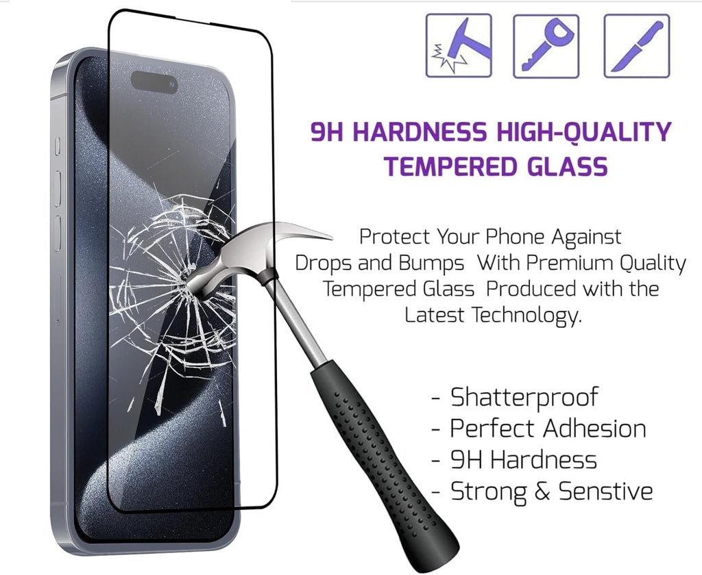 Screen Protector Tempered Glass Compatible with Apple iPhone 15 Pro (2 Pack)