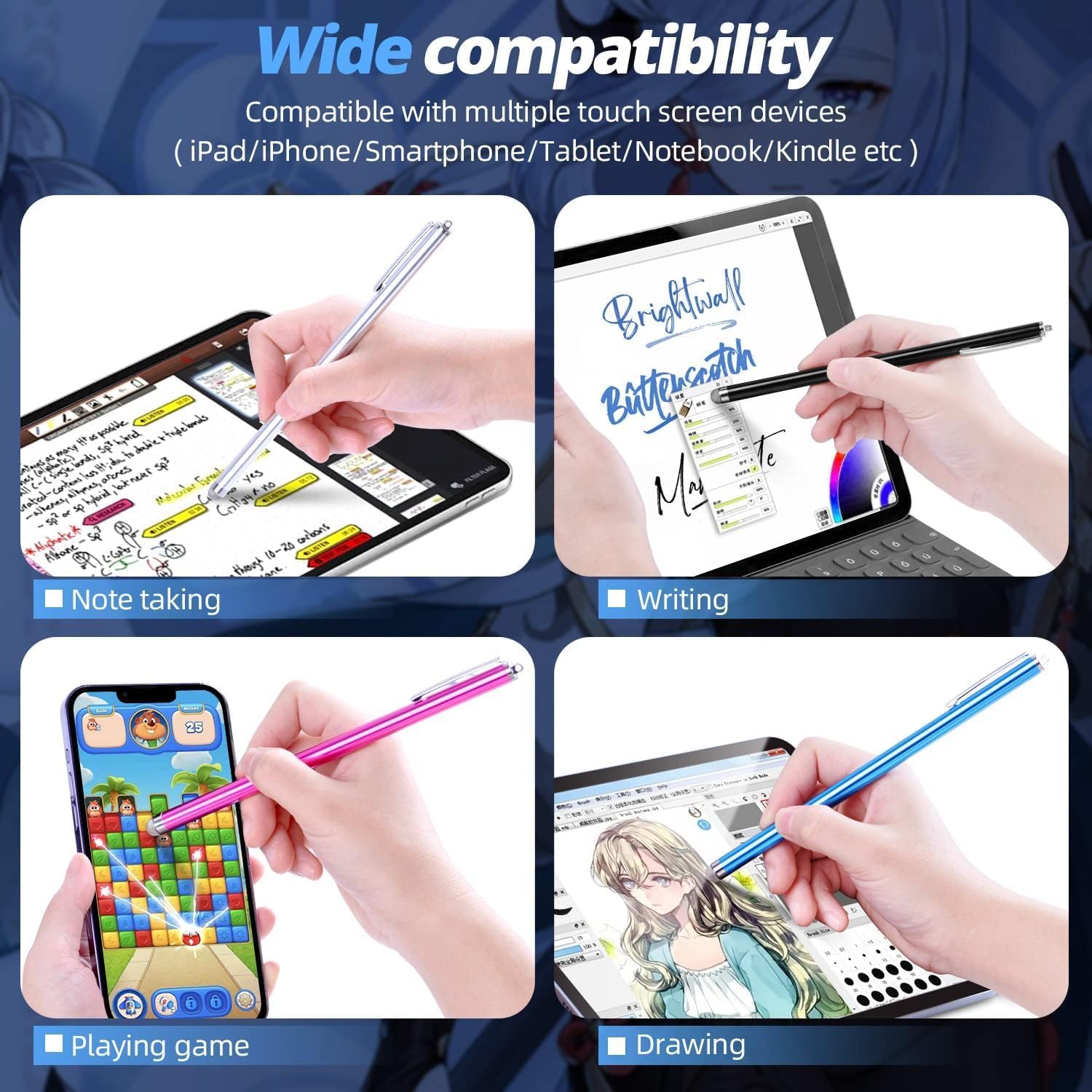 Mesh Fiber Stylus Pen Replacement Tips (20 Pcs) for Capacitive Touch Screen, High Sensitivity, Soft, No Scratch, Slow wear, Smartphone,Tablet Stylus Fibre Nibs
