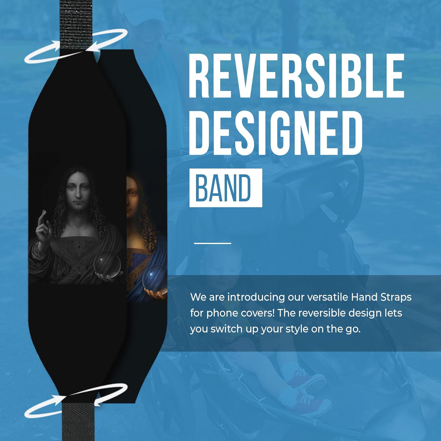Universal Phone Grip Strap| Reversible Phone Hand Strap for Phone Cases As Phone Loop Holder| Secure Handling by Comfortable Phone Strap - Salvator Mundi