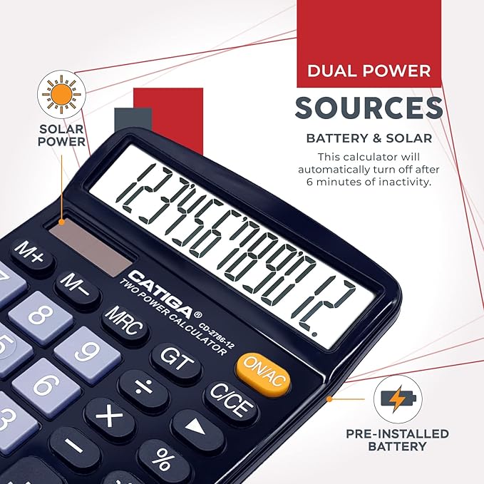 CATIGA 12 Digit Desk Calculator, Desktop Calculators - Image 4
