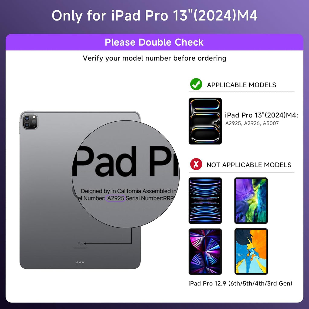 Transparent Case with Keyboard for 2024 iPad Pro 13 inch (M4), iPad Pro 13,7-Color Backlit,Magic Wireless Keyboard, 360°Rotating,Multi-Touch trackpad,Pencil Holder,with Shortcuts,Purple