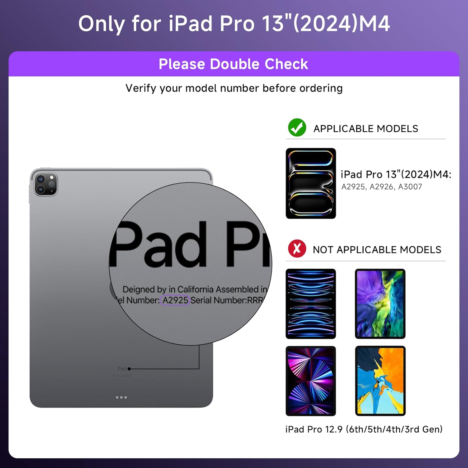 Transparent Case with Keyboard for 2024 iPad Pro 13 inch (M4), iPad Pro 13,7-Color Backlit,Magic Wireless Keyboard, 360°Rotating,Multi-Touch trackpad,Pencil Holder,with Shortcuts,Purple