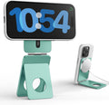 Phone Tripod Stand, Aluminum Alloy Mini Tripod Compatible with Magsafe iPhone 16/15/14/13/12 Series, Foldable Strong Magnetic Phone Stand, Mult-Angle Adjustment Selfie Stick (Ocean Blue)