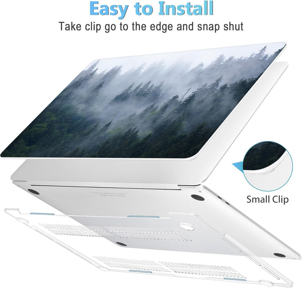 Mektron for MacBook Pro 13-inch Case 2022 2021 2020 Release A2338 M2 M1 A2289 A2251, Printing Plastic Hard Shell Cover for MacBook Pro 13.3-inch Touch Bar Fits Touch ID, Fir Forest